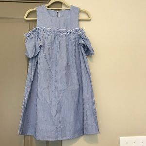 Blue Stripe Off Shoulder Dress Small